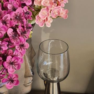 Ayaklı Gümüş Mumluk 8x30cm