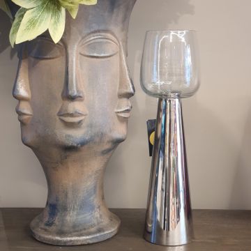 Ayaklı Gümüş Mumluk 8x30cm