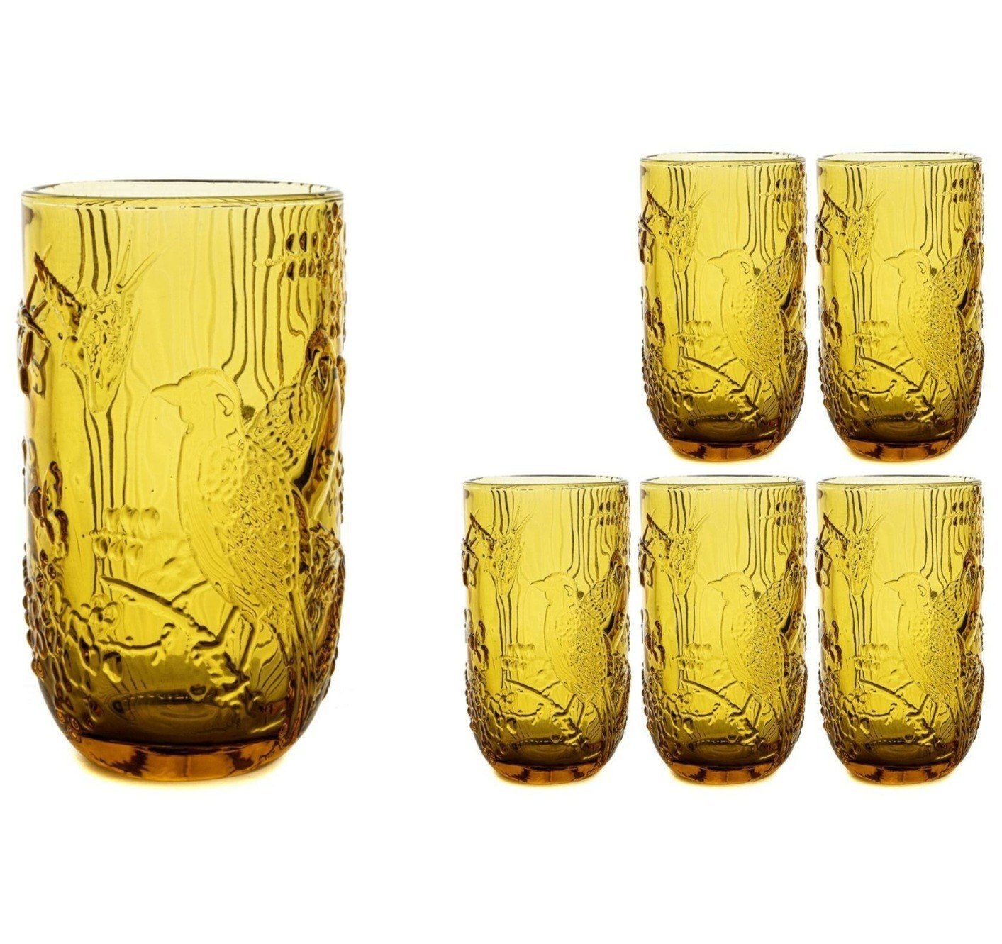 Amber Kuş Dekorlu 6lı Meşrubat Bardağı 8x14cm