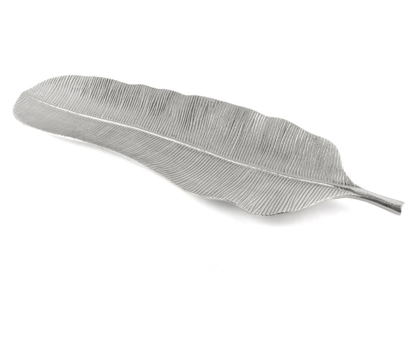 Gümüş Yaprak Dekoratif Obje Tabak 82x26x4cm