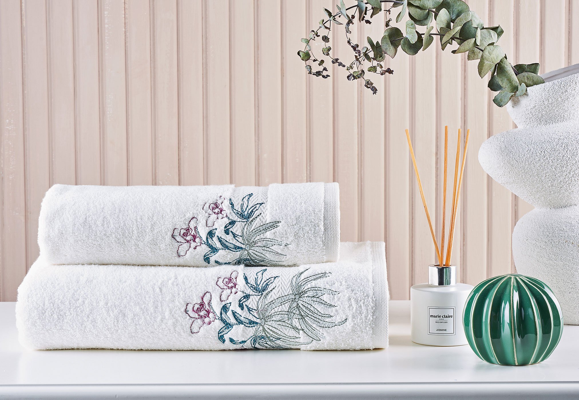 Marie Claire Paris Micro Orchide 2'Li Havlu Set Kırık Beyaz