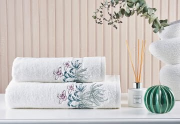 Marie Claire Paris Micro Orchide 2'Li Havlu Set Kırık Beyaz