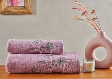 Marie Claire Paris Micro Petra 2'Li Havlu Set Gül Kurusu