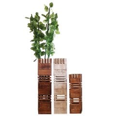 Kule Masif Ahşap Vazo Büyük Boy Naturel