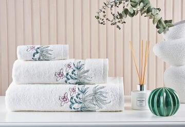 Marie Claire Paris Micro Orchide 3'Lü Havlu Set Kırık Beyaz