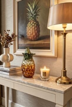 Üfleme Cam Ananas Dekor 23cm
