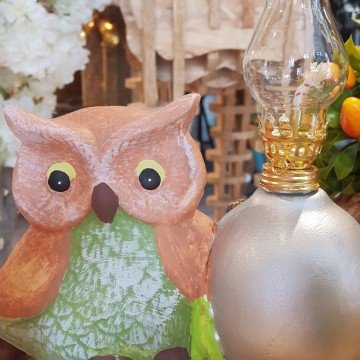 Peru Baykuş Dekoratif Gaz Lambası Turuncu