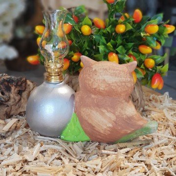 Peru Baykuş Dekoratif Gaz Lambası Turuncu