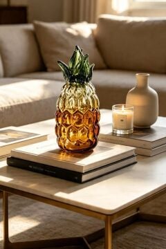 Üfleme Cam Ananas Dekor 32cm