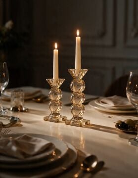İthal Kristal 2'li Mumluk Bal Rengi