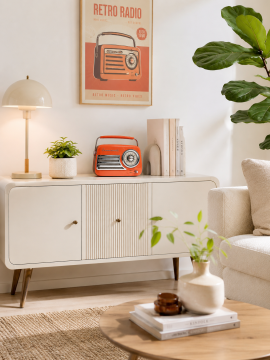 Retro Tasarımlı Bluetooth FM Radyo Turuncu