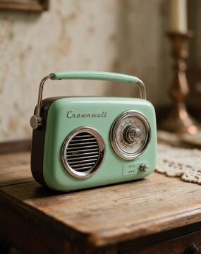 Retro Tasarımlı Bluetooth FM Radyo Mint Yeşil