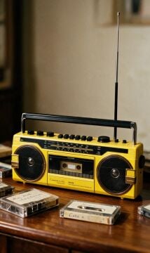 Bluetooth Destekli Nostaljik Kaset Çalar ve Taşınabilir Radyo Sarı