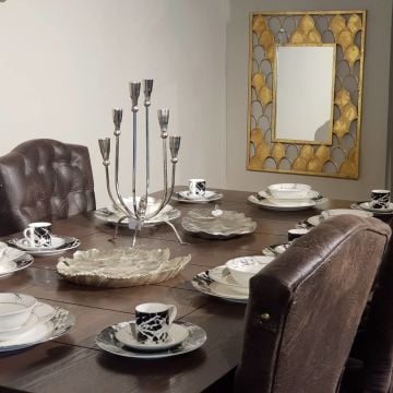 Altı Kollu Metal Mumluk Gümüş