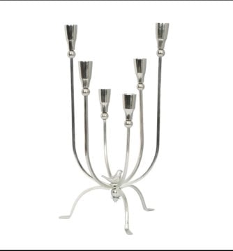 Altı Kollu Metal Mumluk Gümüş