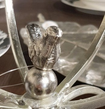 Altı Kollu Metal Mumluk Gümüş