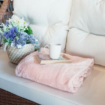 Marie Claire Paris Cozy Microfiber Tek Kişilik Battaniye Pudra