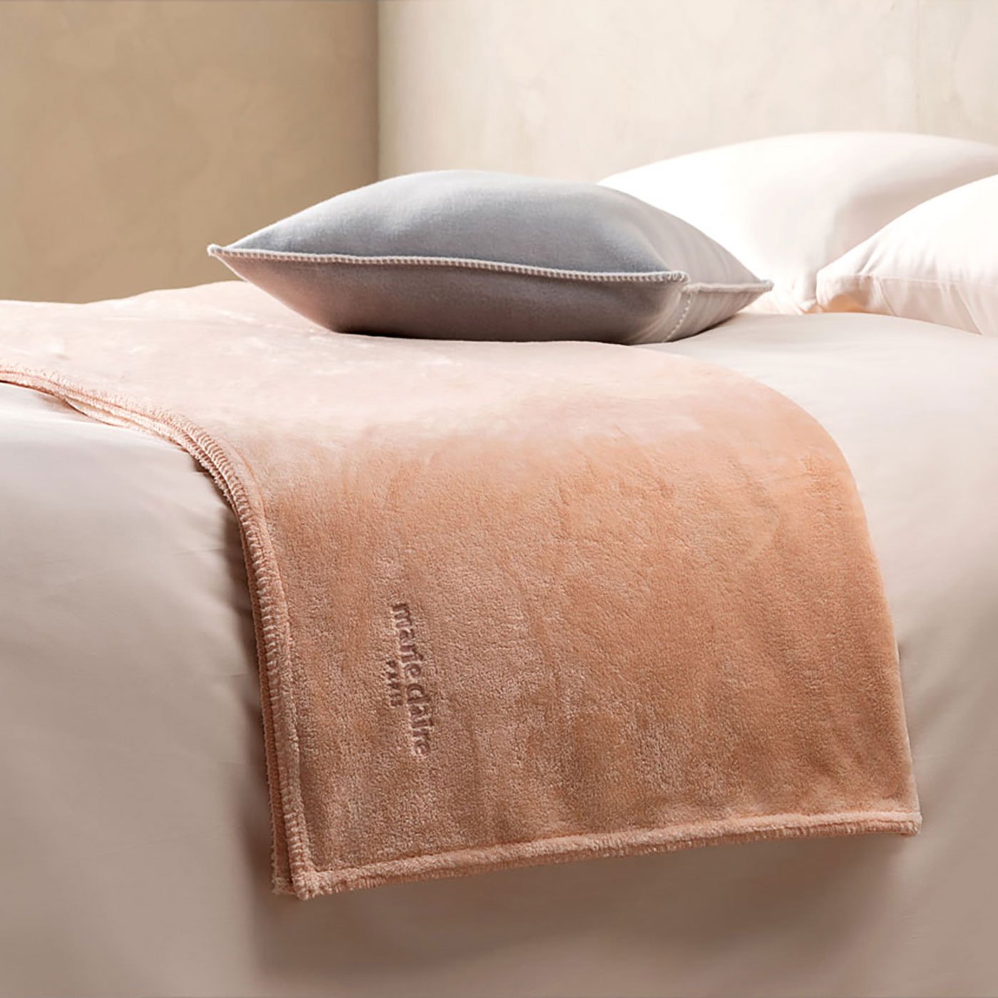 Marie Claire Paris Cozy Microfiber Çift Kişilik Battaniye Pudra