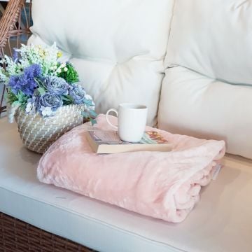 Marie Claire Paris Cozy Microfiber Çift Kişilik Battaniye Pudra