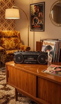 Bluetooth Destekli Nostaljik Kaset Çalar ve Taşınabilir Radyo Siyah
