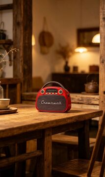 Taşınabilir Bluetooth Retro Radyo Arizona Serisi (Metalik Kırmızı)