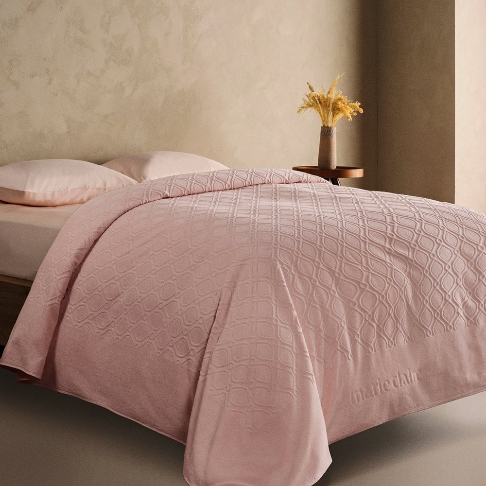 Marie Claire Paris Agusto Çift Kişilik Pike Yatak Örtüsü Pudra
