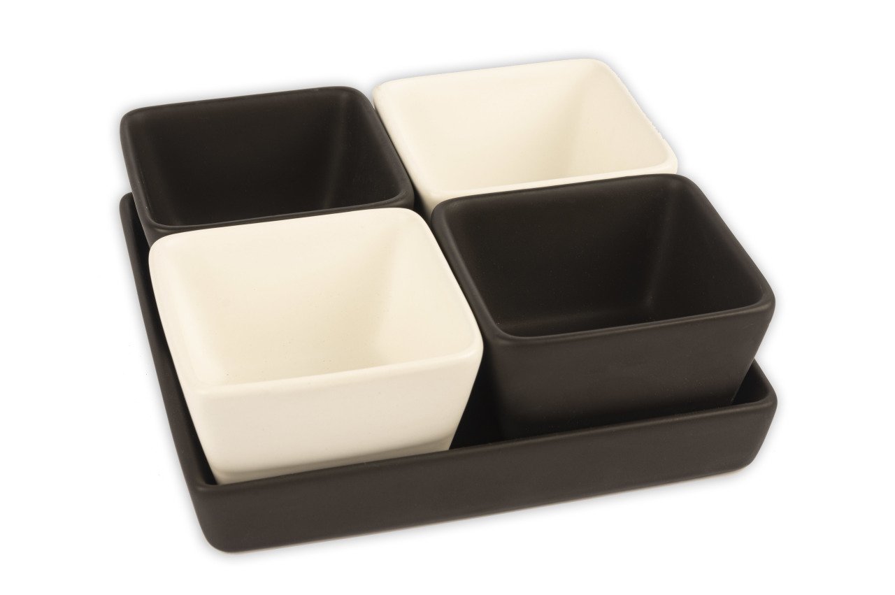 Siyah Beyaz Kare 5li Servis