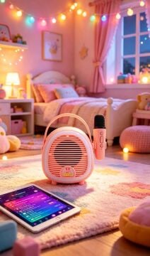 Çocuklara Özel Retro Tasarımlı Bluetooth Karaoke Mikrofon – Pembe