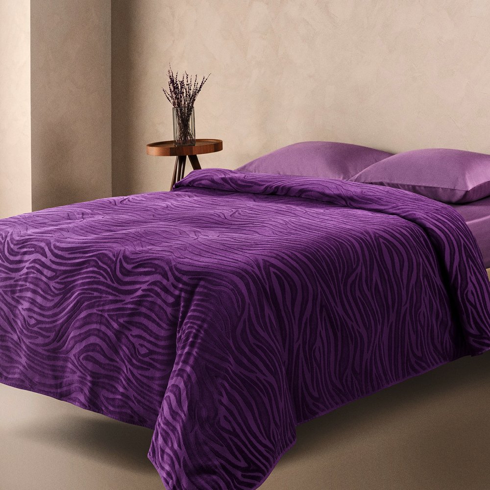 Marie Claire Paris Safari Tek Kişilik Pike Yatak Örtüsü Mürdüm