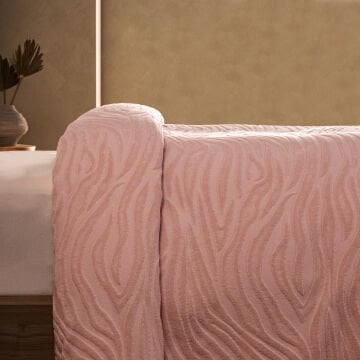 Marie Claire Paris Safari Çift Kişilik Pike Yatak Örtüsü Pudra