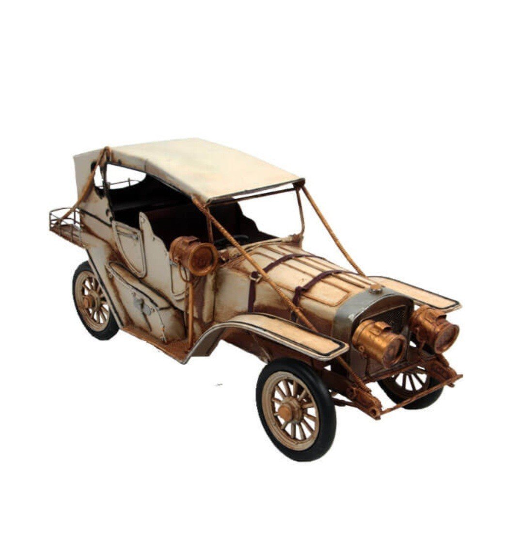 Dekoratif Metal Araba Krem