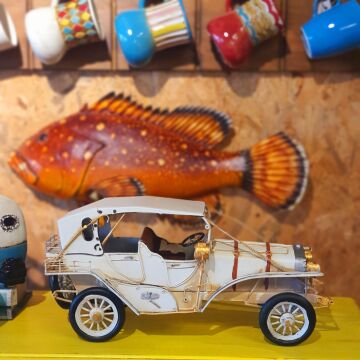 Dekoratif Metal Araba Krem