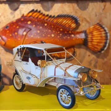 Dekoratif Metal Araba Krem