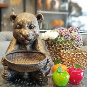 Sepetli Ayı Figür Gold