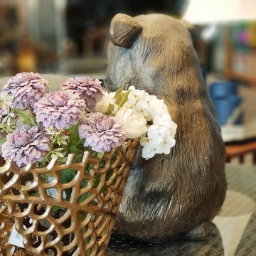 Sepetli Ayı Figür Gold