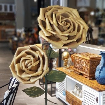 El Yapımı Özel Tasarım Yapay Büyük Gül Çift Başlı