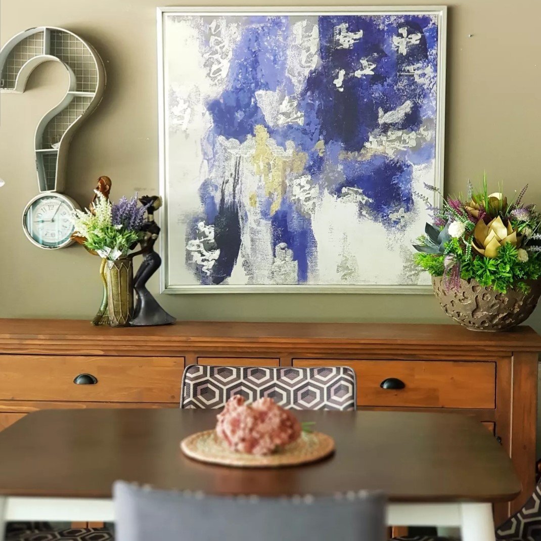 Gümüş Çerçeveli Karışık Desenli TabloC100X100