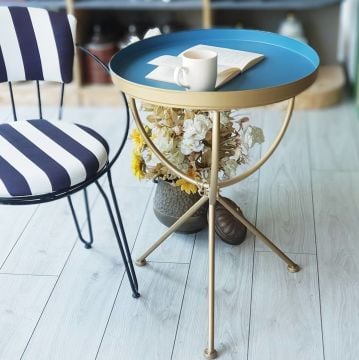 Rani Blue Metal Sehpa