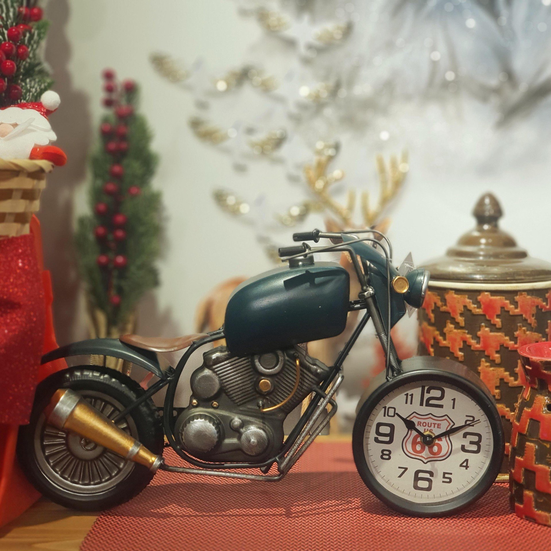Dekoratif Metal Motorsiklet Model Masa Saati