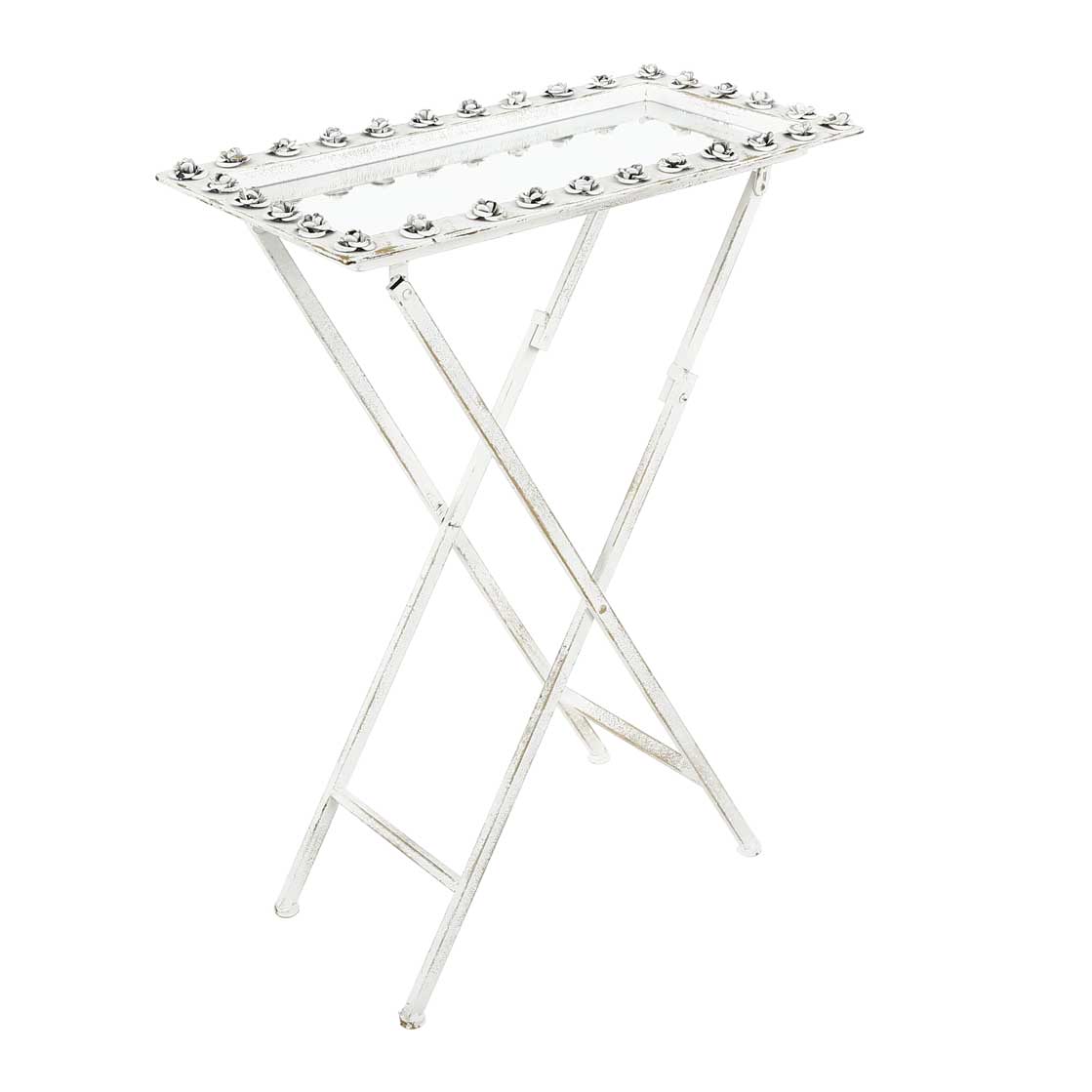 Rusty Eskitme Metal Aynalı Katlanır Yan Sehpa