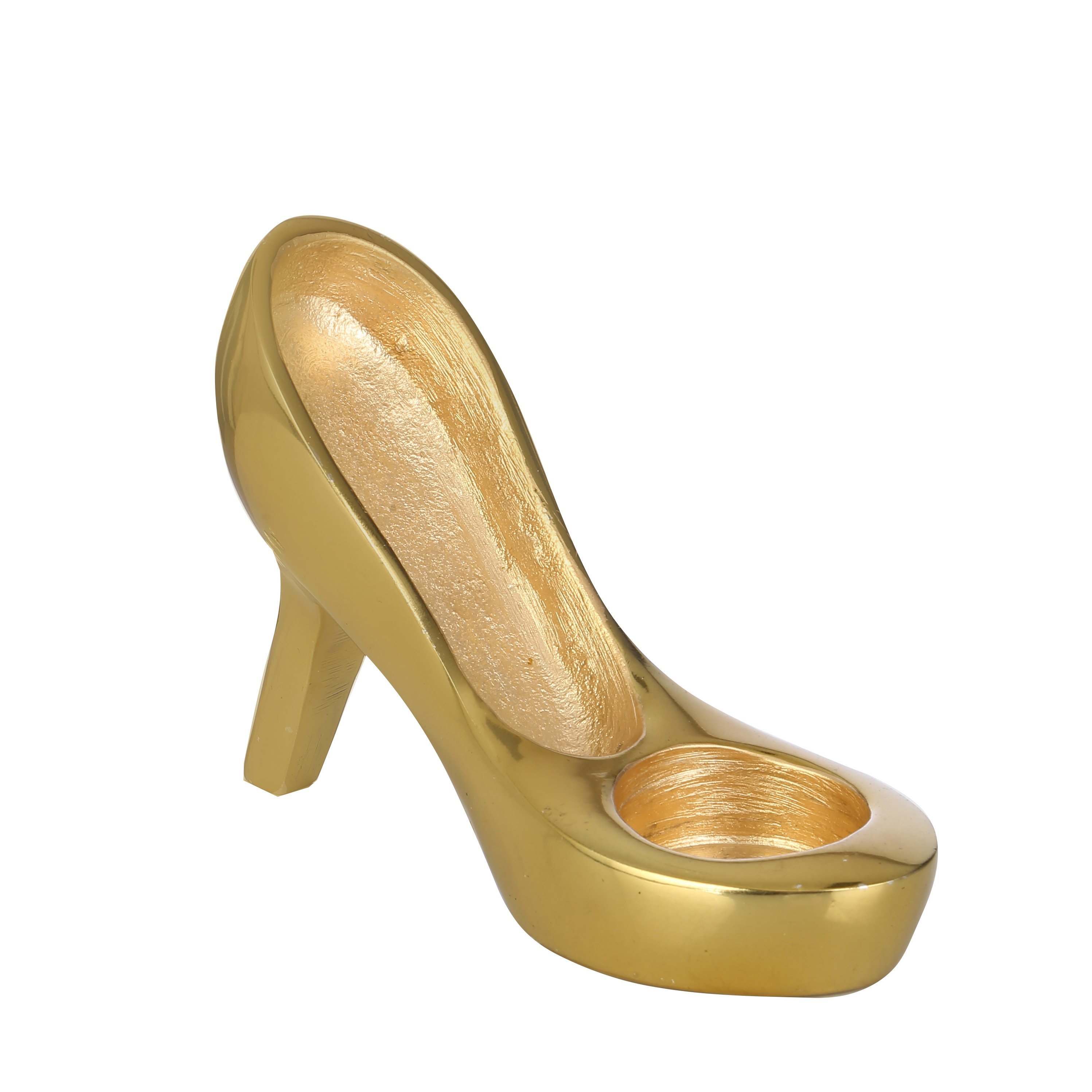 Gold Metal Topuklu Ayakkabı Model Mumluk