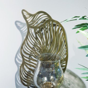 Antik Metal Yaprak Model Mumluk