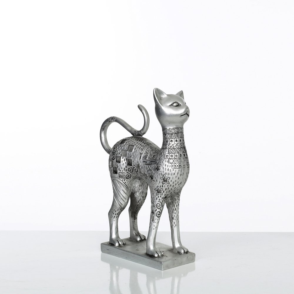 Gümüş Renk Kedi İşlemeli Büyük Boy