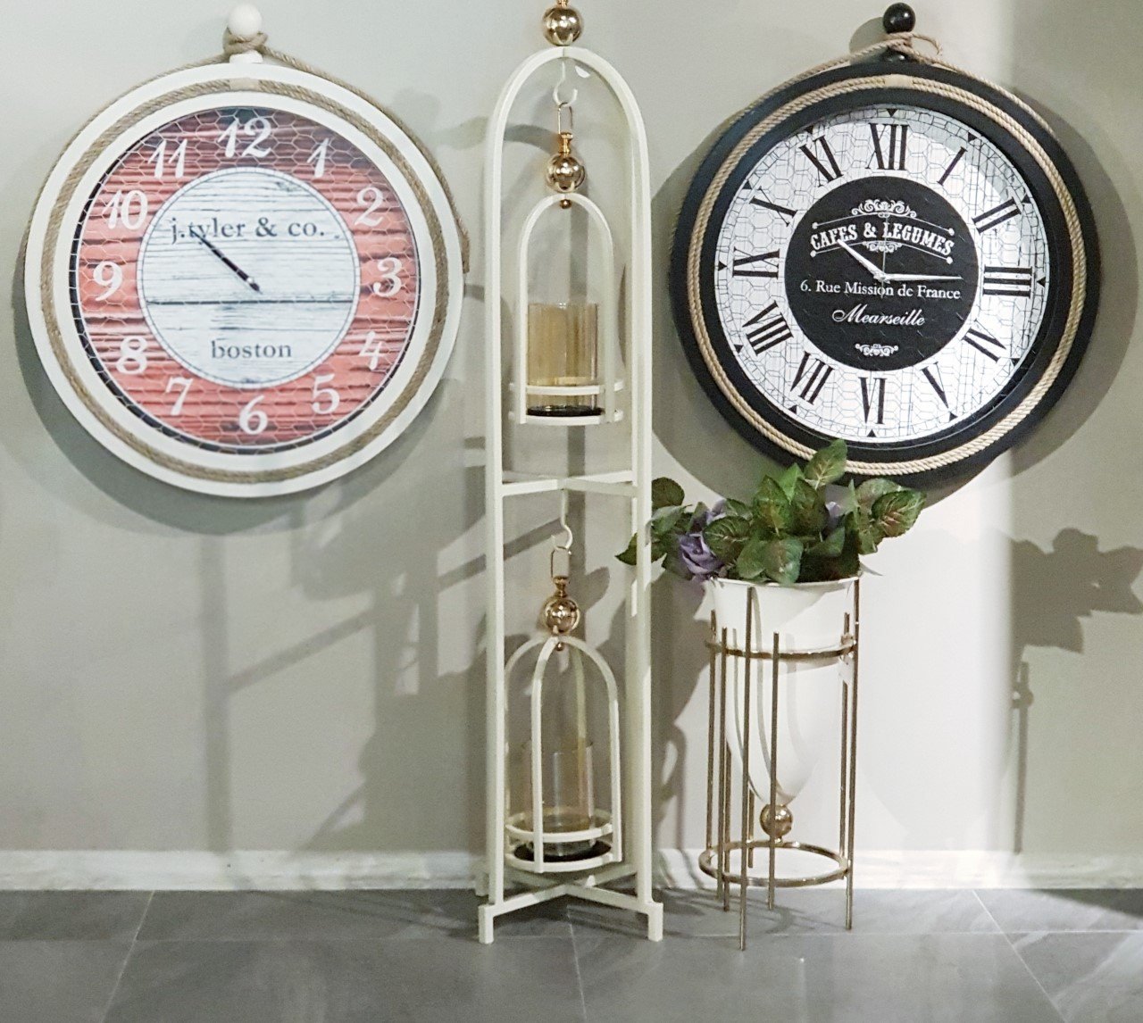 Metal Uzun İkili Mumluk Krem