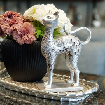 Gümüş Renk Kedi İşlemeli Büyük Boy