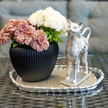 Gümüş Renk Kedi İşlemeli Büyük Boy