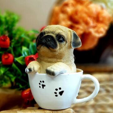 Kupa İçerisinde Mini Pug Dekor