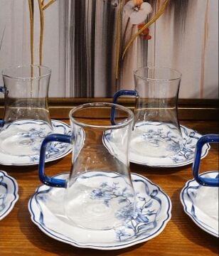 Luna Blue 6lı Cam Çay Bardak Seti 180ml