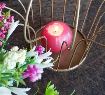 Branko Yuvarlak Kuşlu Kapak Metal Mumluk Büyük Boy