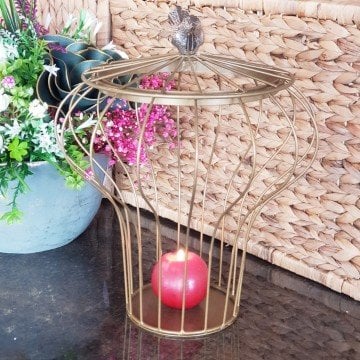 Branko Yuvarlak Kuşlu Kapak Metal Mumluk Büyük Boy